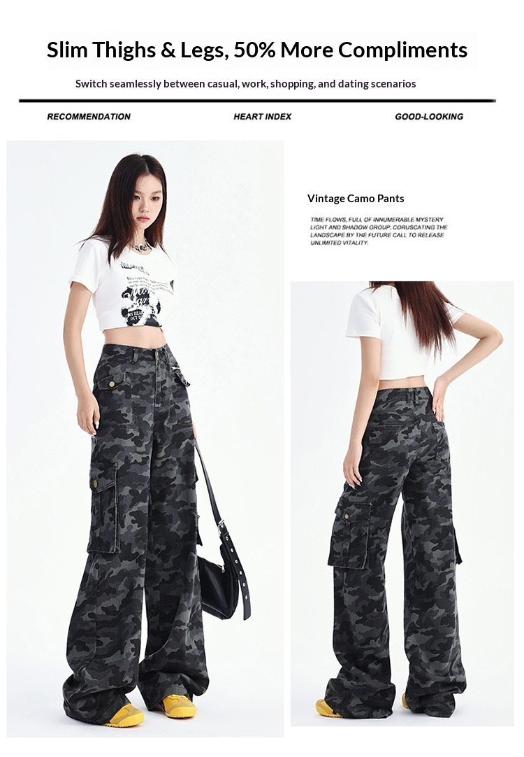 Damen Cargohose Mit Hohem Bund Und Weiter Beinform Locker_voghion.com