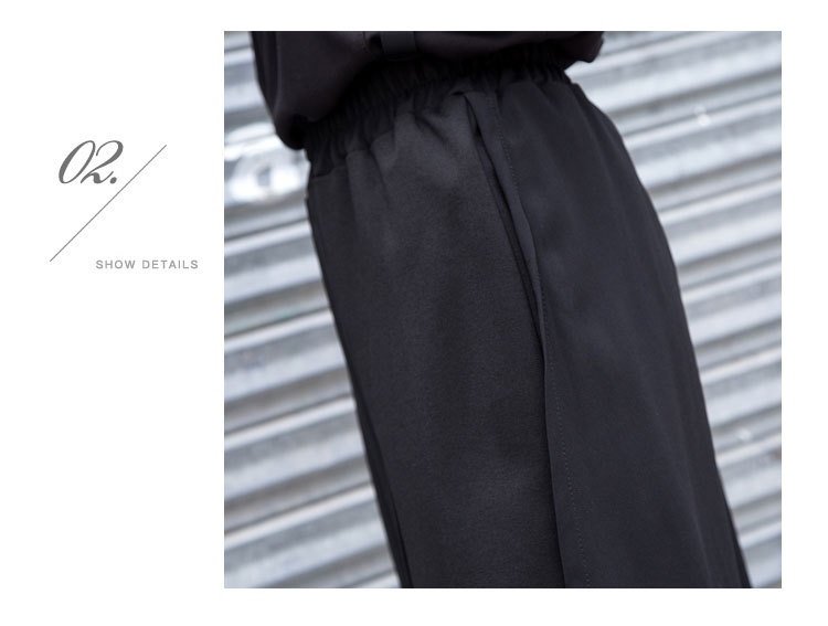 Dam capri byxor med vida ben asymmetrisk chiffon patchwork_voghion.com