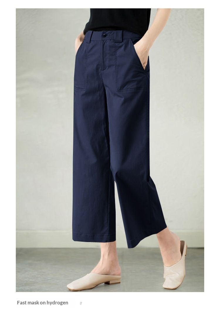 Women's Pants High-waisted Wide-leg Cotton Casual Drapey Trousers_voghion.com