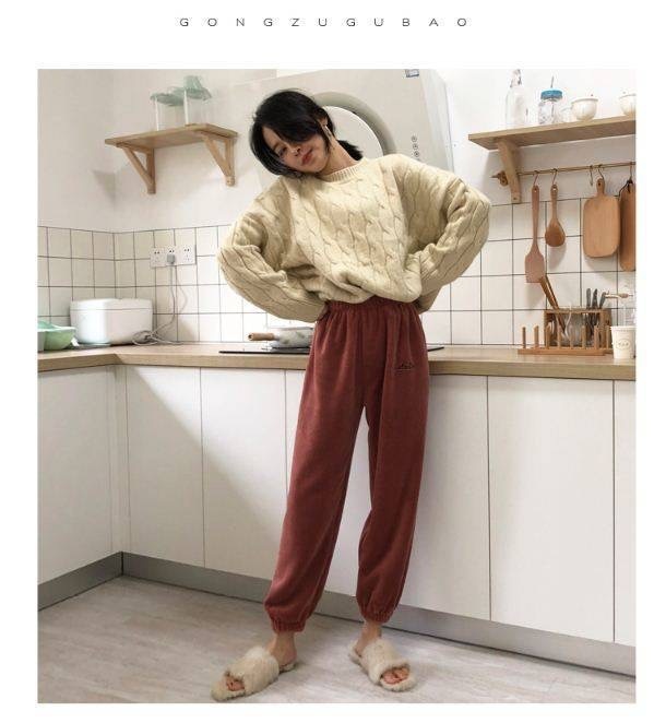 Dames thermische broek van koraalvlies voor winterse ontspanning_voghion.com