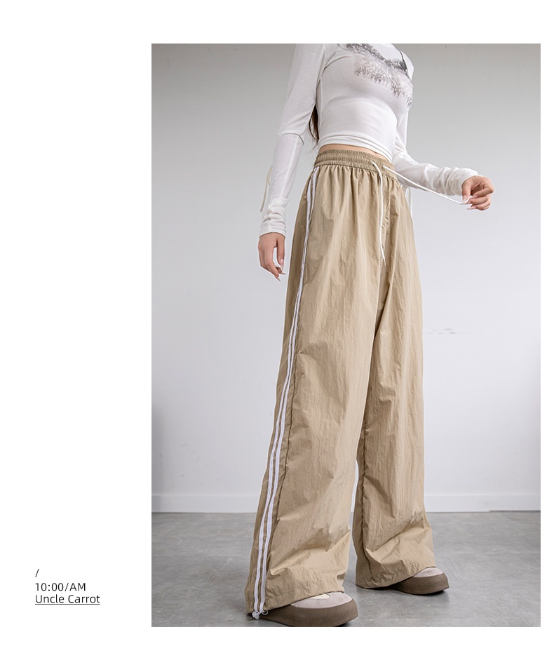 Women's Wide-leg Ice Silk Cargo Pants Casual Quick-dry Sports Trousers_voghion.com