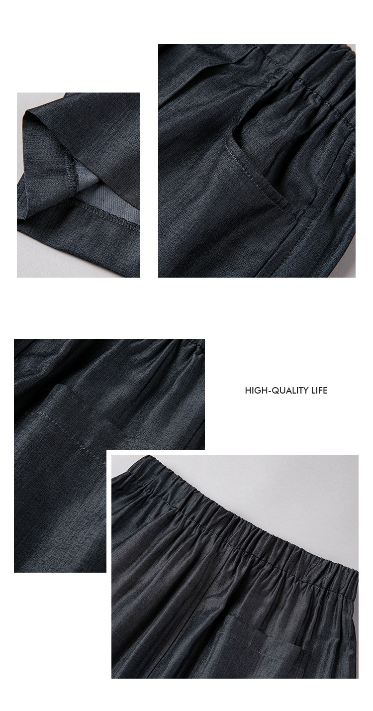 Damen Tencel-hose Mit Weitem Bein Und Elastischem Bund_voghion.com