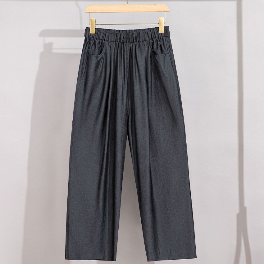 Lässige Tencel-Hose mit festem Fall, elastischem Bund, glattem Schnitt und weitem Bein – eine vielseitige neue Damenhose für Frühling und Sommer._voghion.com