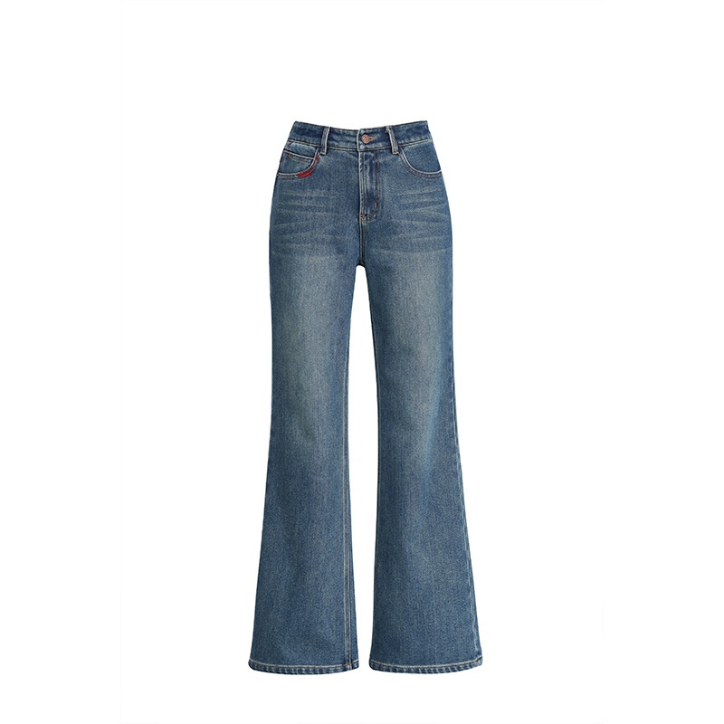 Wenn es sich um die neue bestickte, beflockte, ausgestellte Jeans für Damen mit hohem Bund, geradem Schnitt und Fleecefutter handelt, dann ist sie genau das Richtige für Sie._voghion.com