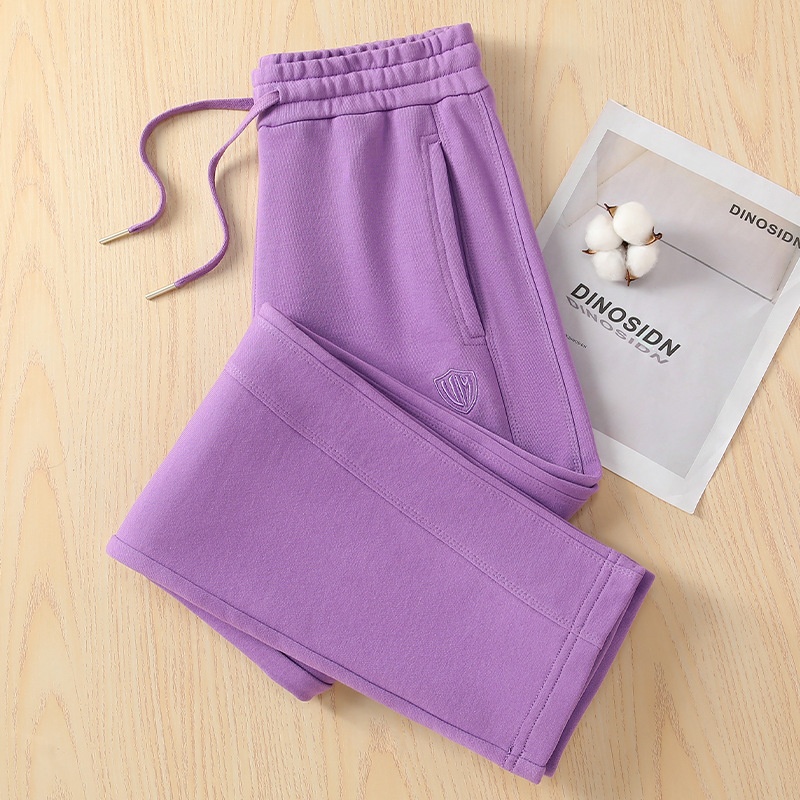 100 % lila Damen-Jogginghose aus Frottee-Baumwolle, gerades Bein, lässige Sporthose, modisch_voghion.com