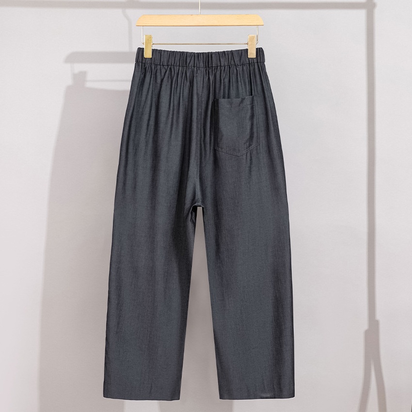 Lässige Tencel-Hose mit festem Fall, elastischem Bund, glattem Schnitt und weitem Bein – eine vielseitige neue Damenhose für Frühling und Sommer._voghion.com
