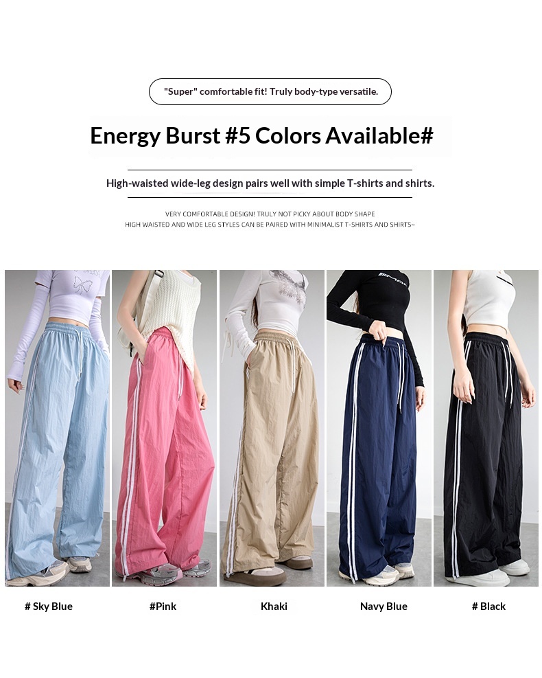 Women's Wide-leg Ice Silk Cargo Pants Casual Quick-dry Sports Trousers_voghion.com