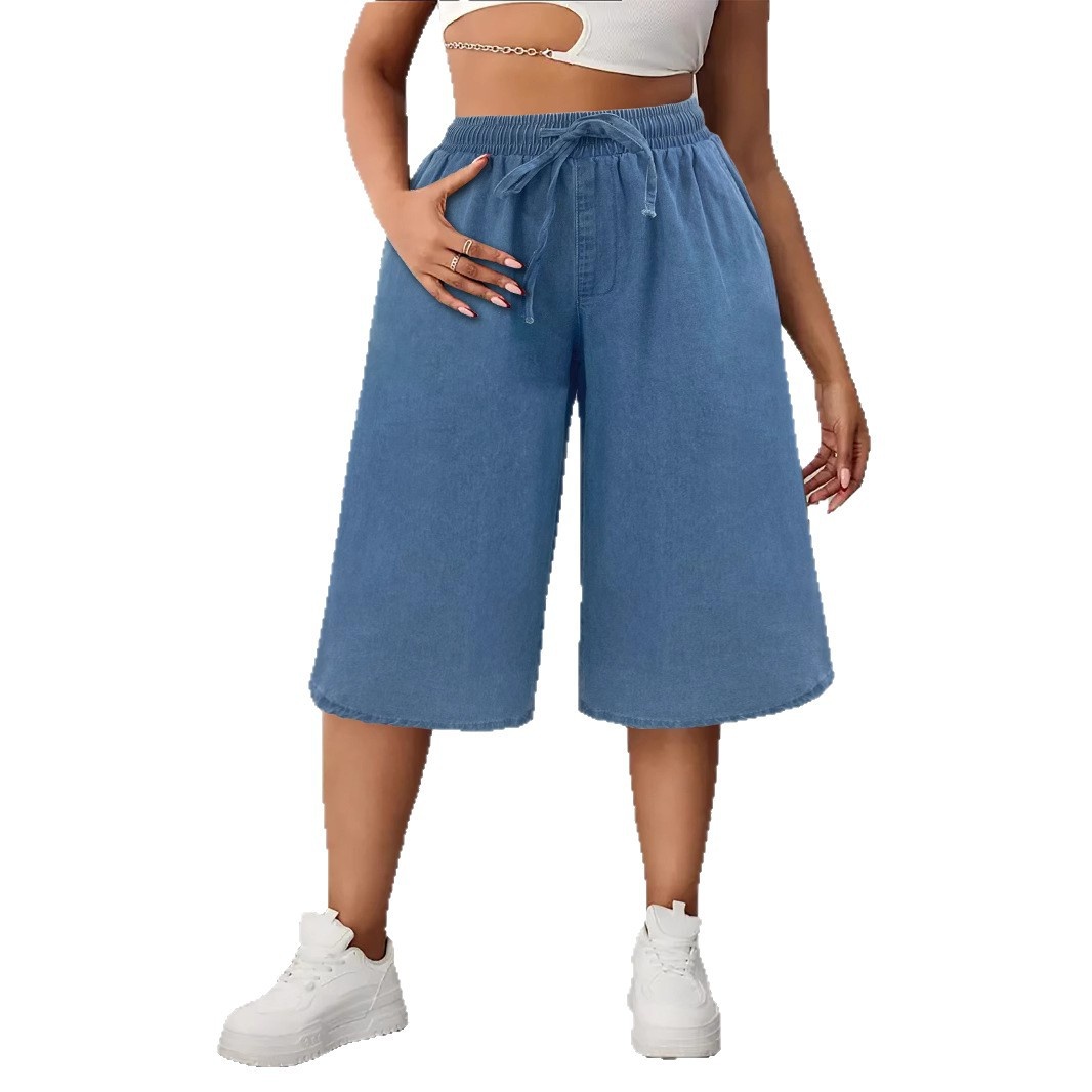 Más vendidos en tiendas europeas y americanas: Shorts de mezclilla Tencel para mujer, nuevo estilo casual de verano, corte holgado, tallas grandes,_voghion.com