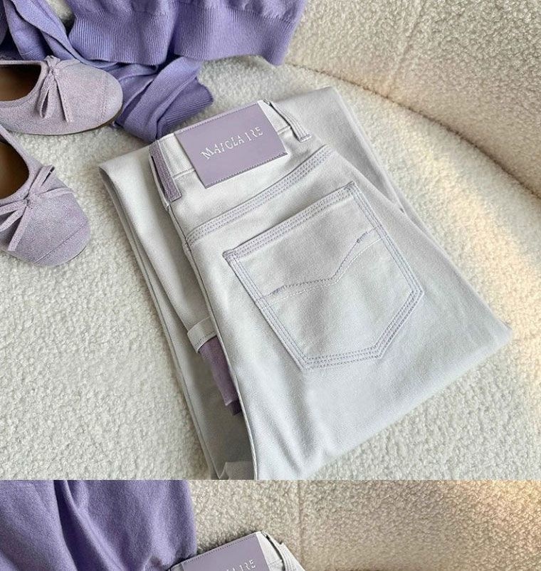 Jeans donna gamba dritta vita alta con risvolto colour blocking_voghion.com
