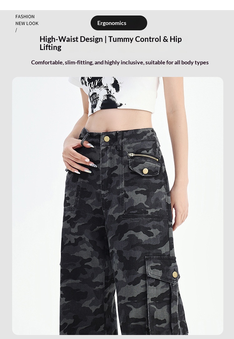 Damen Cargohose Mit Hohem Bund Und Weiter Beinform Locker_voghion.com