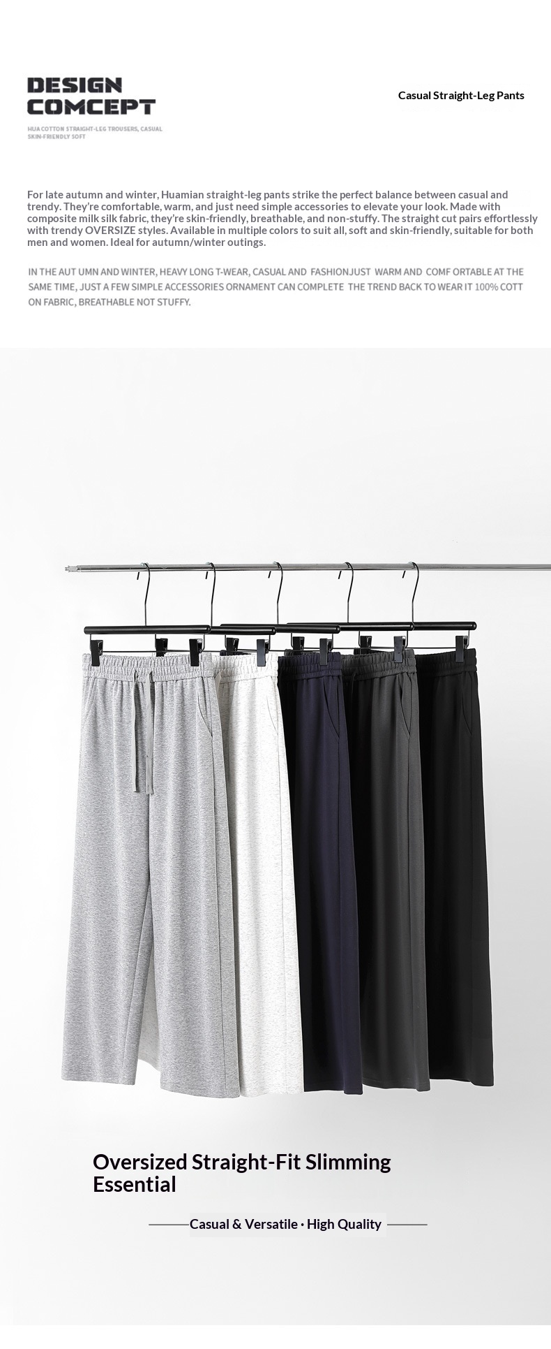 Dames wijde broek met hoge taille casual voor herfst en winter_voghion.com