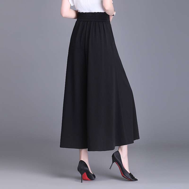 Elegant Wide-leg Skirt-p For Women, 2024 Autumn New Fashion, Loose-fitting, Slimming, High-waisted, Flared Cropped_voghion.com