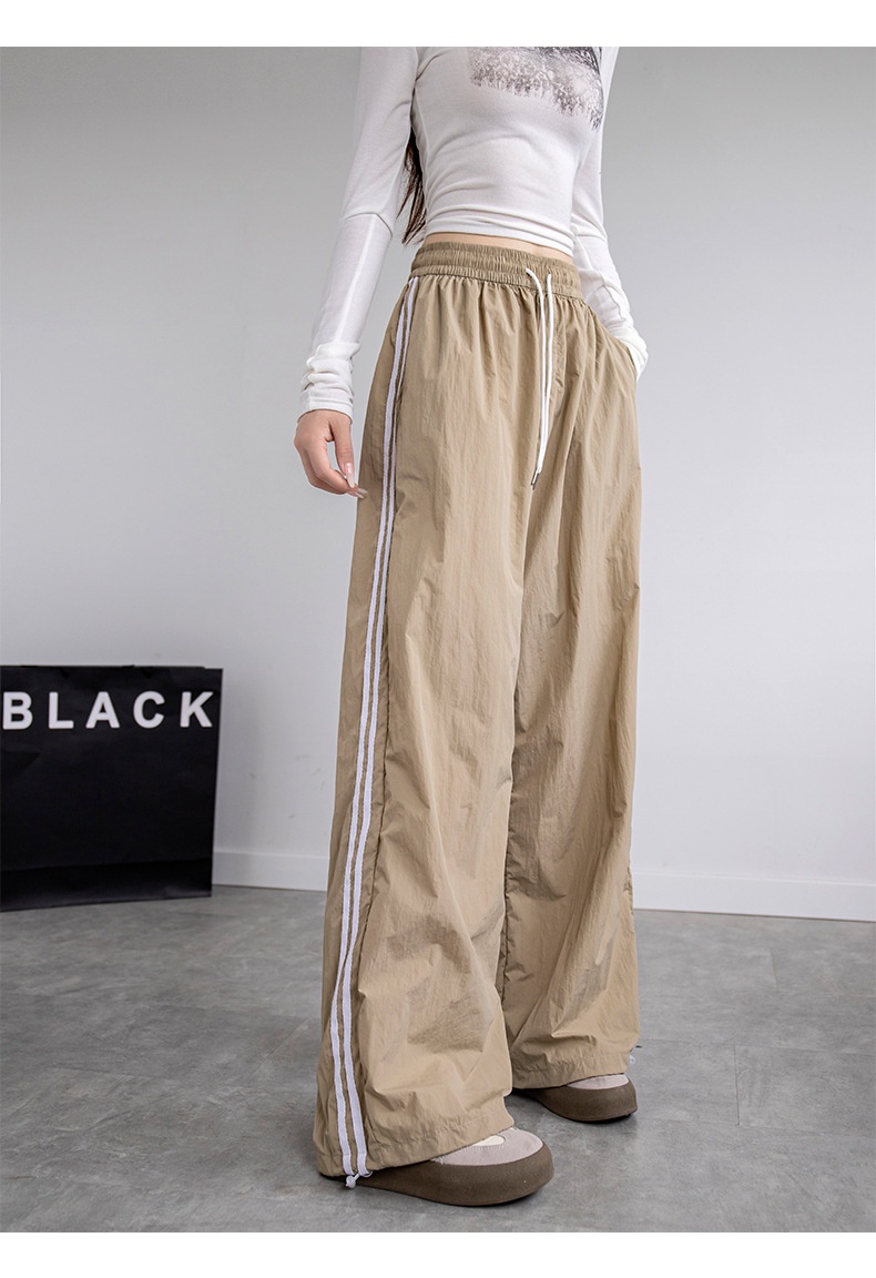 Women's Wide-leg Ice Silk Cargo Pants Casual Quick-dry Sports Trousers_voghion.com