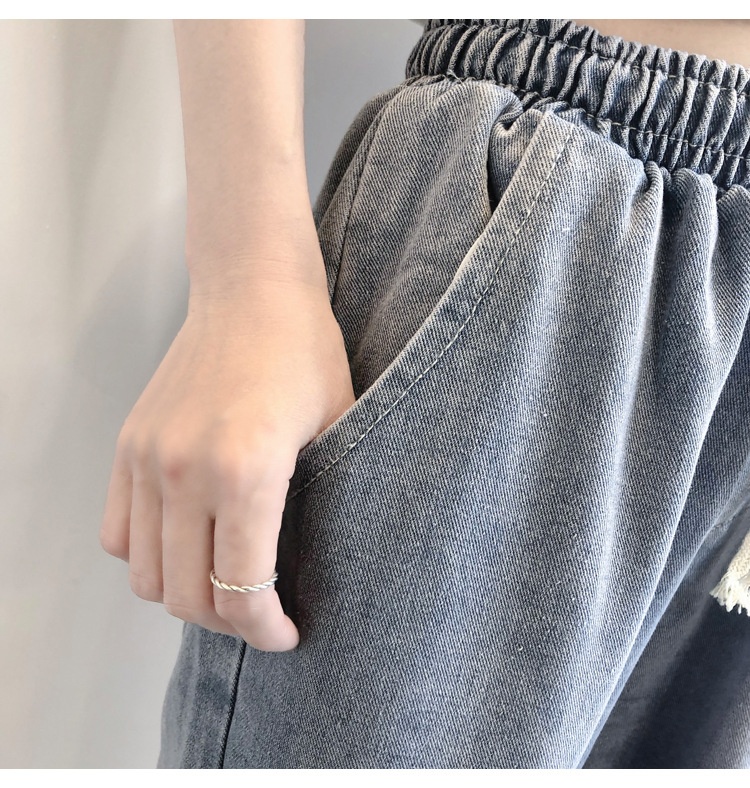 Dam jeans wide-leg graffiti boyfriend stil elastisk midja_voghion.com