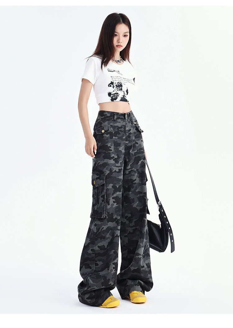 Damen Cargohose Mit Hohem Bund Und Weiter Beinform Locker_voghion.com