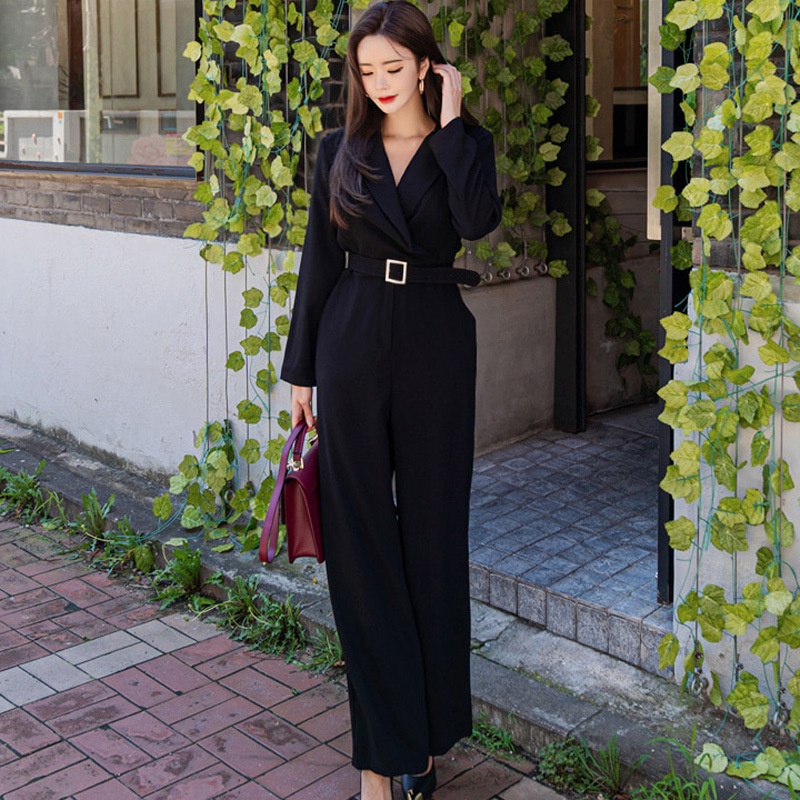 Abbigliamento femminile per il commercio estero Autunno 2025 Nuovo stile coreano Completo elegante con colletto che stringe la vita alla moda Gamba larga_voghion.com