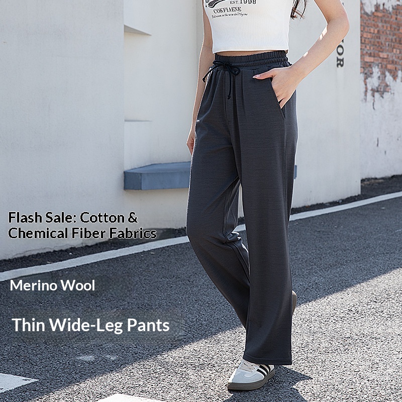 New Summer Women's Wide-Leg Anti-Mosquito Merino Wool Quick-Dry Breathable Long Flared Pants_voghion.com