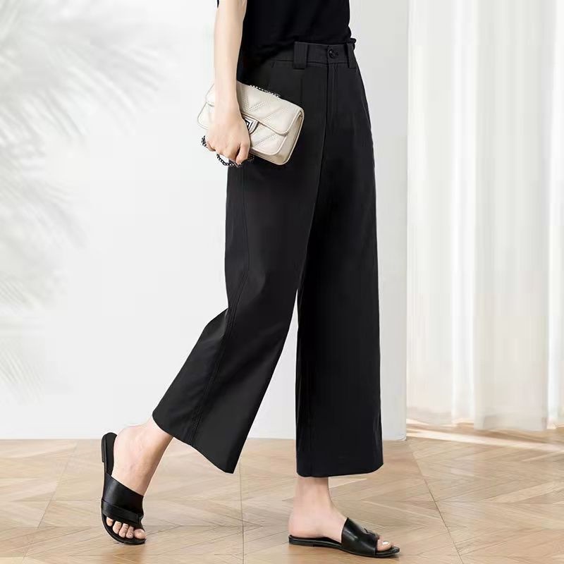 Women's Pants High-waisted Wide-leg Cotton Casual Drapey Trousers_voghion.com