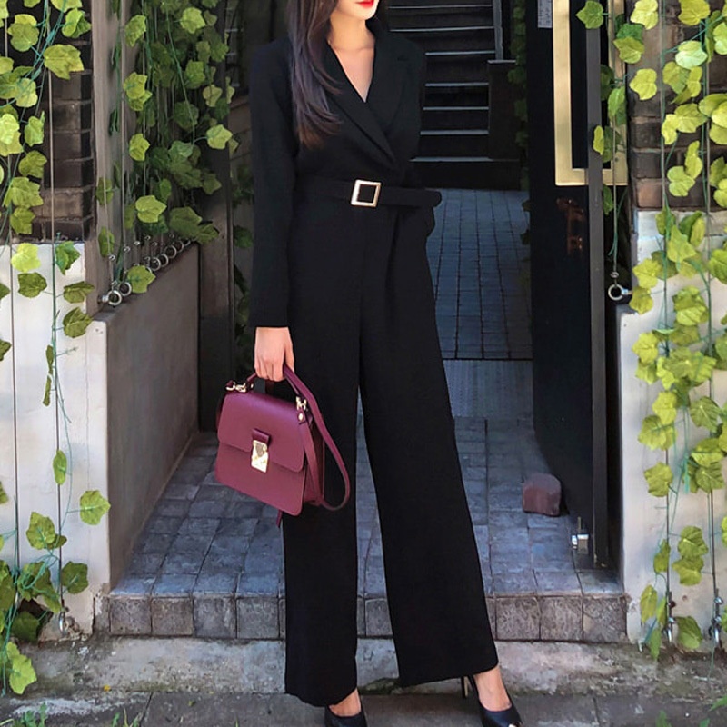 Abbigliamento femminile per il commercio estero Autunno 2025 Nuovo stile coreano Completo elegante con colletto che stringe la vita alla moda Gamba larga_voghion.com