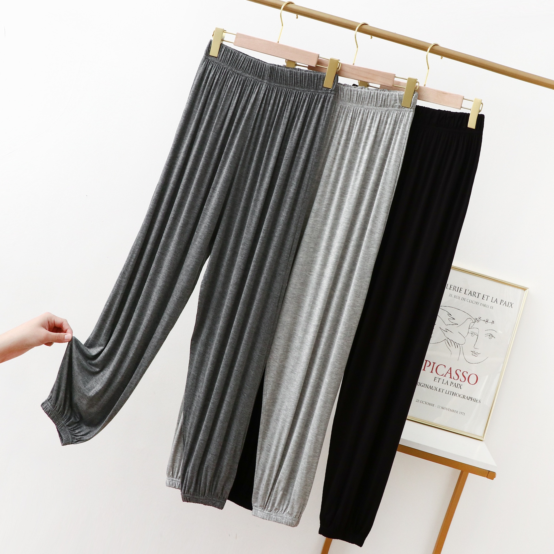Spring And Ummer New Tyle Cotton Tapered Korean Verion Caual Imple Lounge Pant, Olid Color Plu-ize Women'_voghion.com