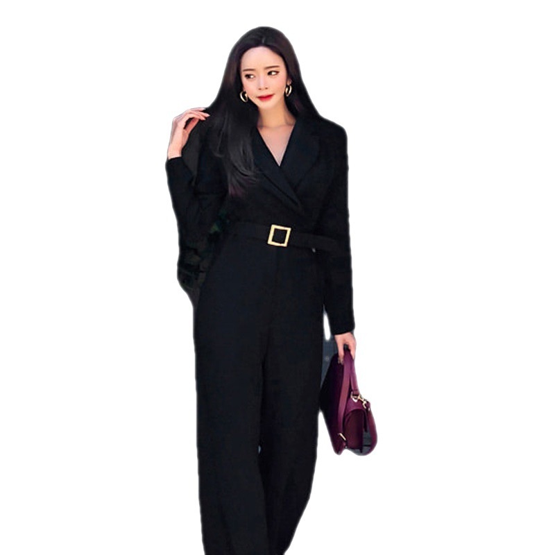 Abbigliamento femminile per il commercio estero Autunno 2025 Nuovo stile coreano Completo elegante con colletto che stringe la vita alla moda Gamba larga_voghion.com