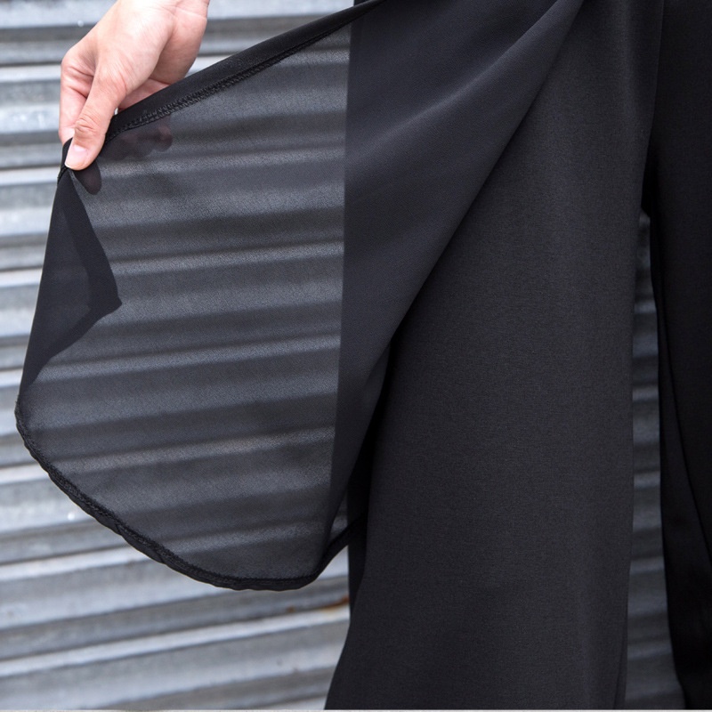 2025 Summer Thin Wide-Leg Chiffon Patchwork Women's Casual Asymmetric Skirt Simple Nine-Point Pants Trendy_voghion.com