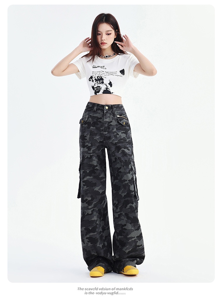 Damen Cargohose Mit Hohem Bund Und Weiter Beinform Locker_voghion.com