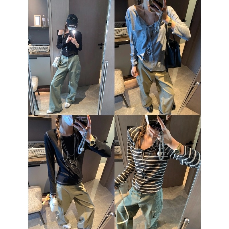 Außerdem ist mein persönlicher Favorit aus dieser Kollektion: Amerikanische Retro-Cargohose mit hohem Bund, lässig und locker geschnitten._voghion.com