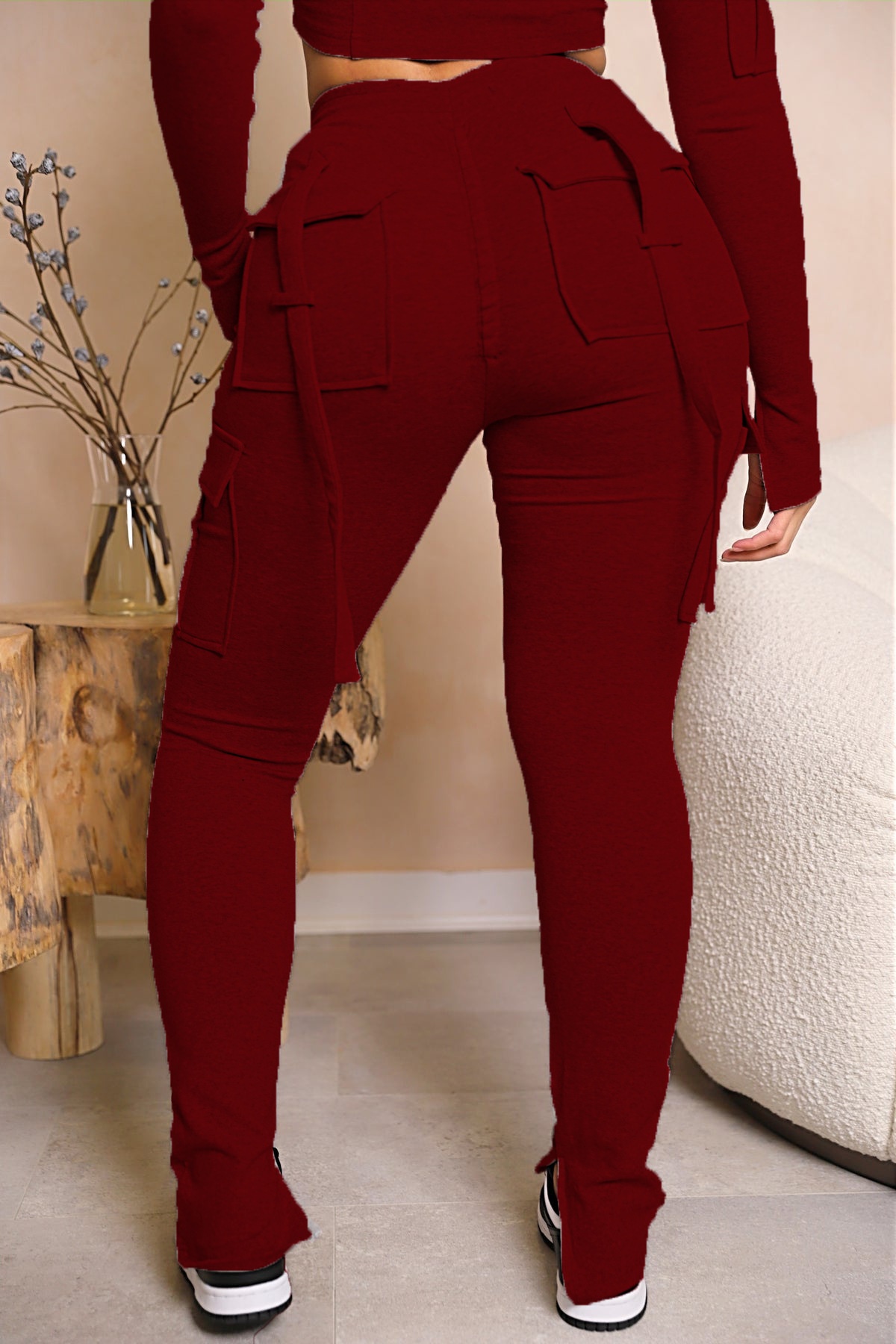 Fashionable Women's Workwear Capris With Drawstring And Slit Leg_voghion.com