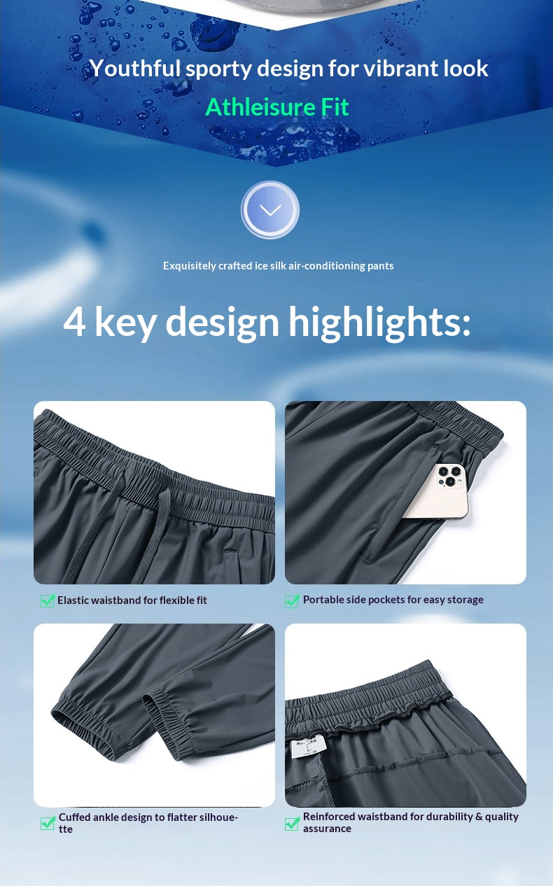 Women's Ice Silk Pants Waterproof Stain Resistant Couple Style_voghion.com