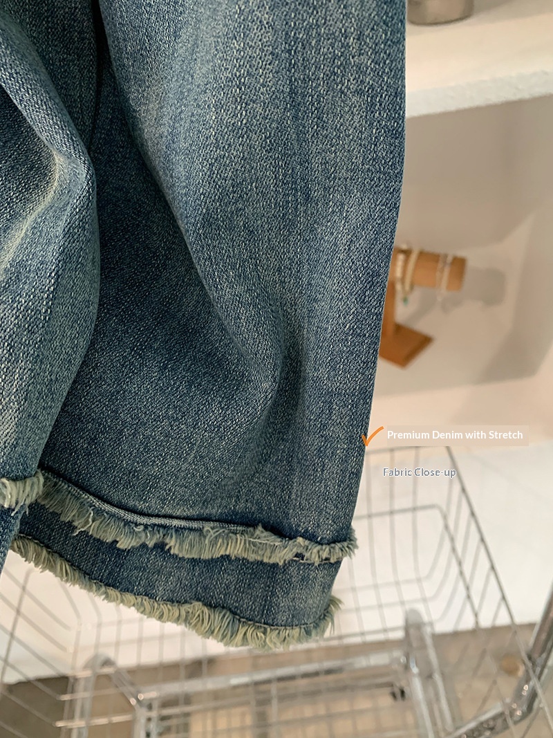 Womens Washed Raw Edge Flared Jeans High Waisted Slimming Trousers_voghion.com