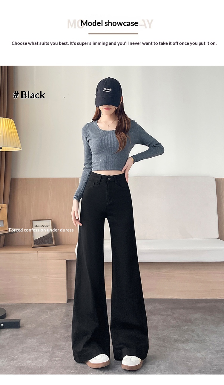 Dam jeans med fleece foder utsvängda i retro stil för hösten_voghion.com