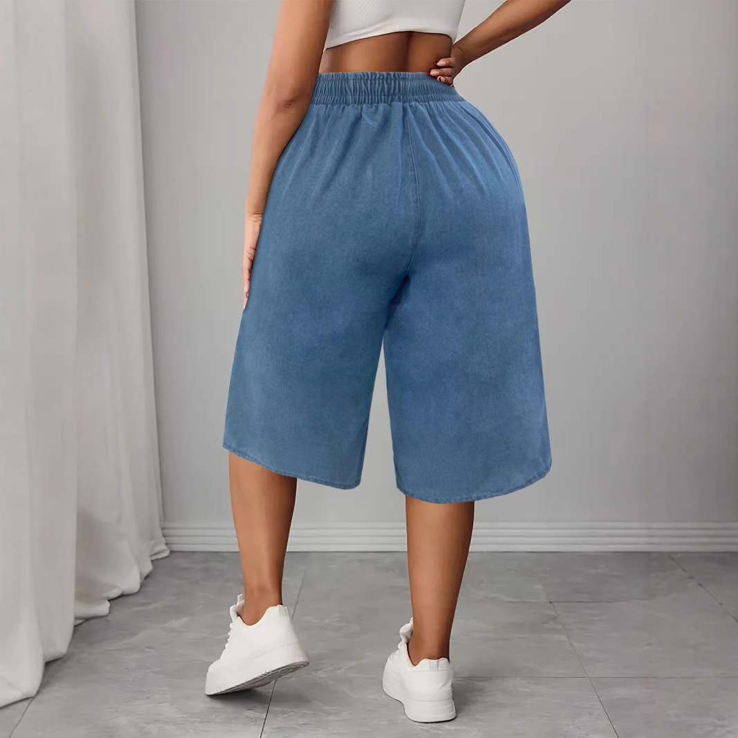 Más vendidos en tiendas europeas y americanas: Shorts de mezclilla Tencel para mujer, nuevo estilo casual de verano, corte holgado, tallas grandes,_voghion.com