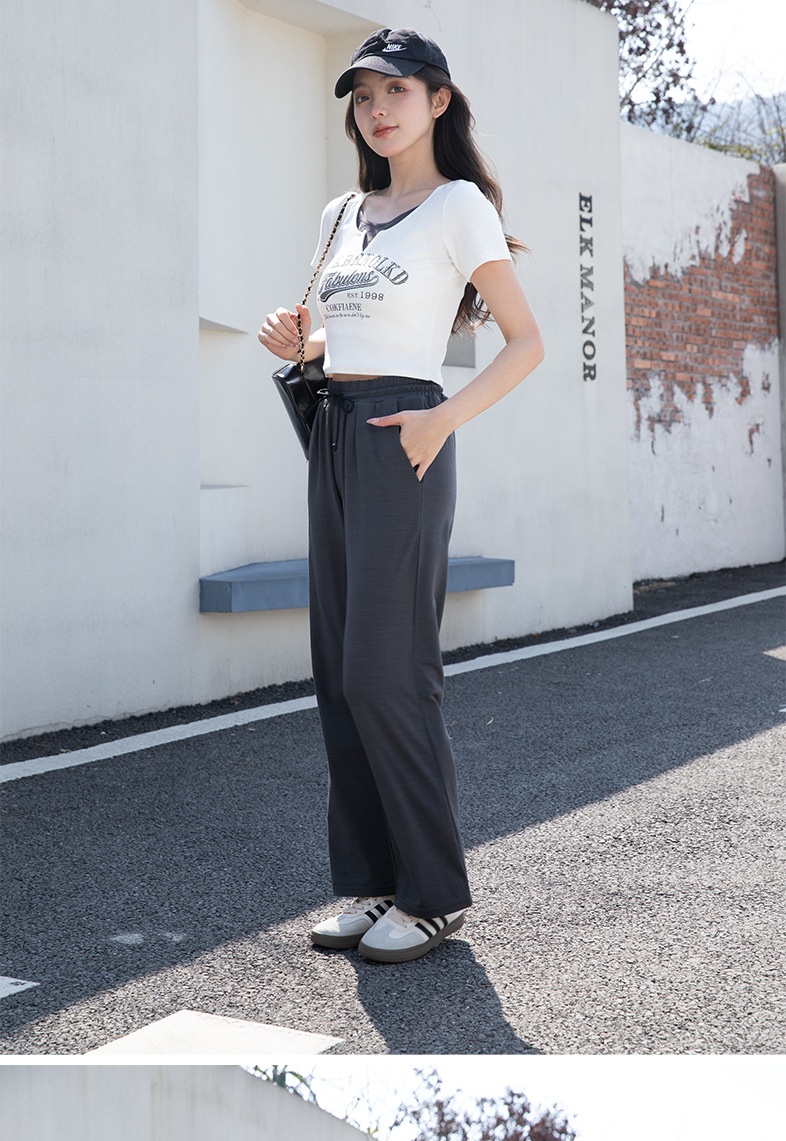 Women's Wide Leg Breathable Merino Wool Flared Pants Summer_voghion.com