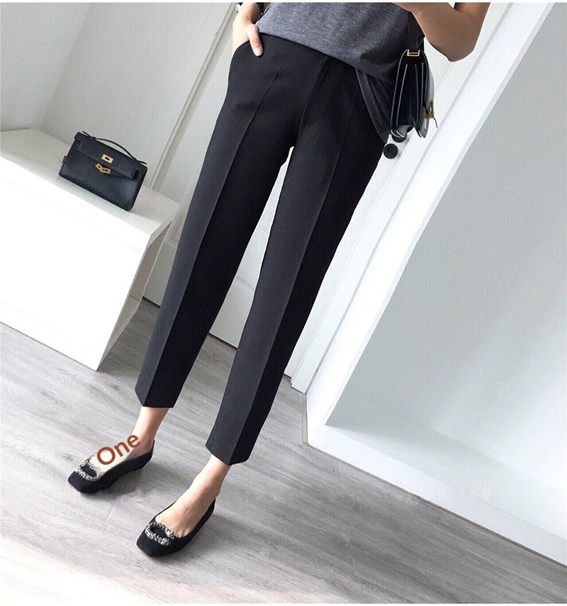Pantaloni capri donna stile coreano gamba dritta casual_voghion.com