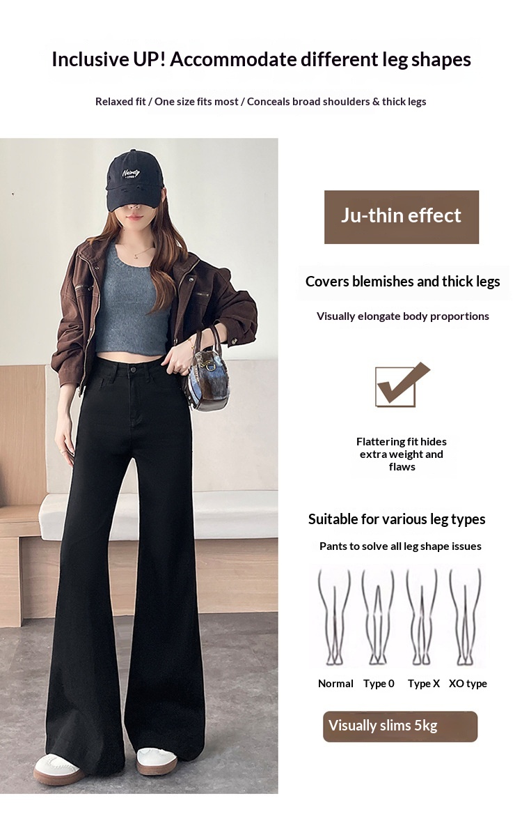 Dam jeans med fleece foder utsvängda i retro stil för hösten_voghion.com
