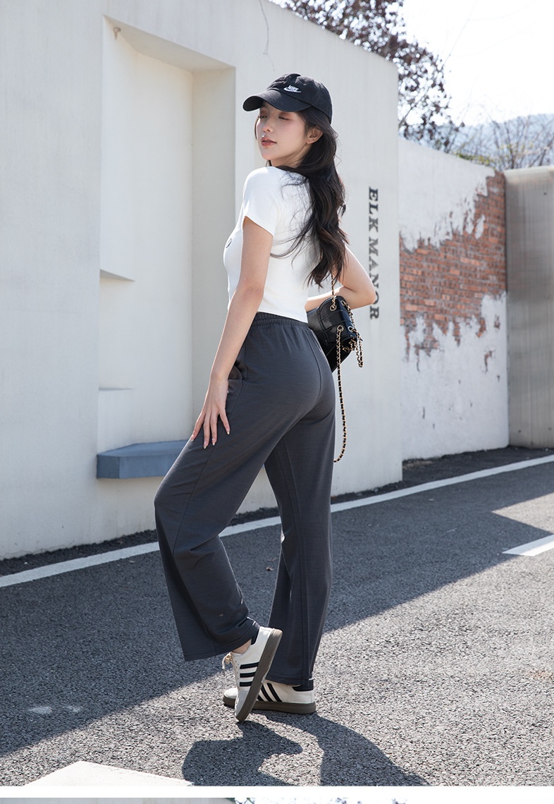 Women's Wide Leg Breathable Merino Wool Flared Pants Summer_voghion.com