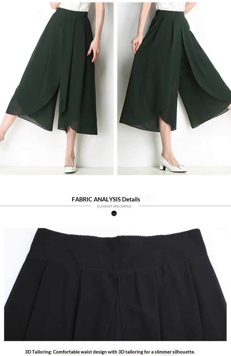 Dam capri byxor hög midja chiffong vida ben sommar casual_voghion.com