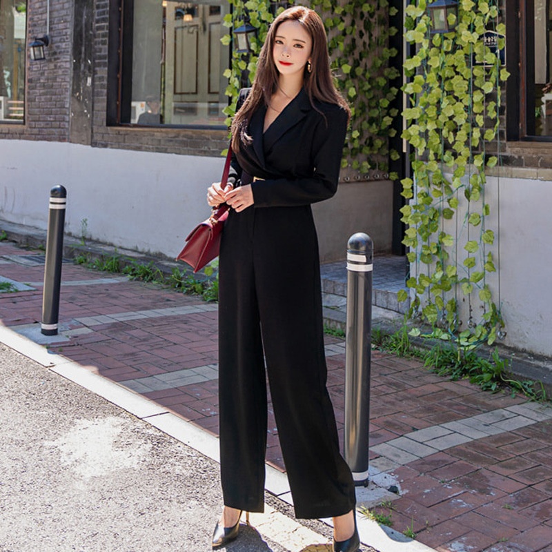 Abbigliamento femminile per il commercio estero Autunno 2025 Nuovo stile coreano Completo elegante con colletto che stringe la vita alla moda Gamba larga_voghion.com