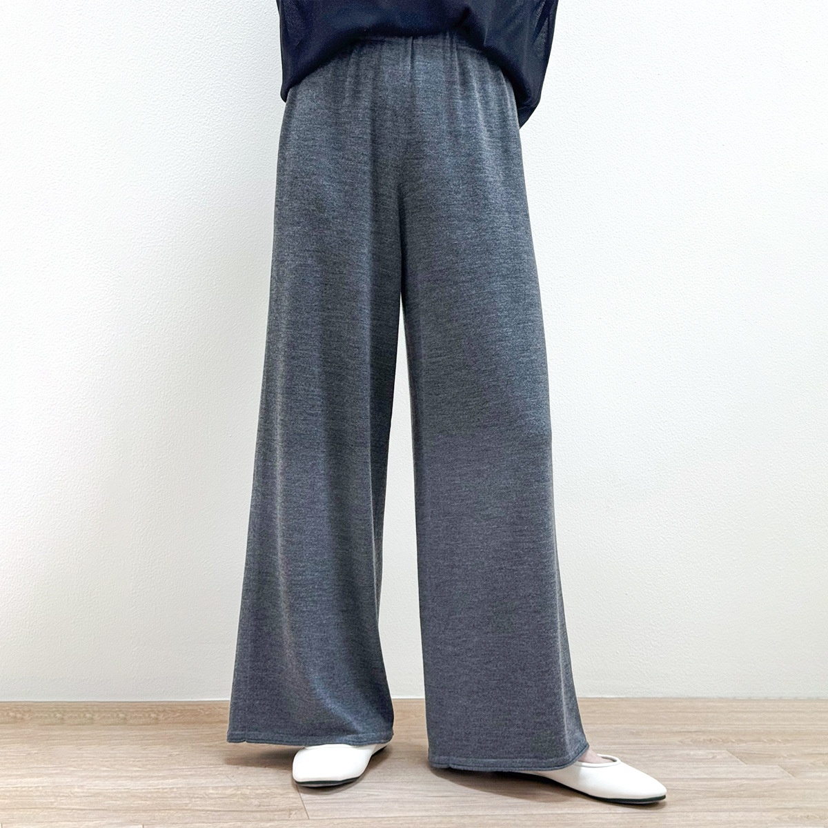 Versatile Magic New Ao 16-Maschen Feinstrick Maulbeerseide Wolle Weites Bein für Damen, Drapiert, Schlankmachend, Elastischer Bund,_voghion.com
