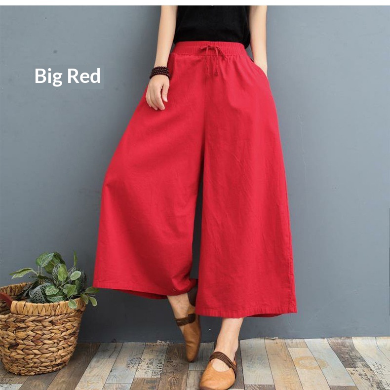 Washed Wide-leg Pan, Plus Size, New Fit, Summer Thin Style, Cotton-linen Cropped Casual Versatile Loose Cool_voghion.com