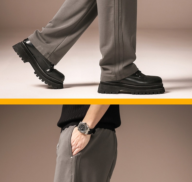 Herren American Retro Eisseide Freizeithose Weit Geschnitten Gestreift_voghion.com
