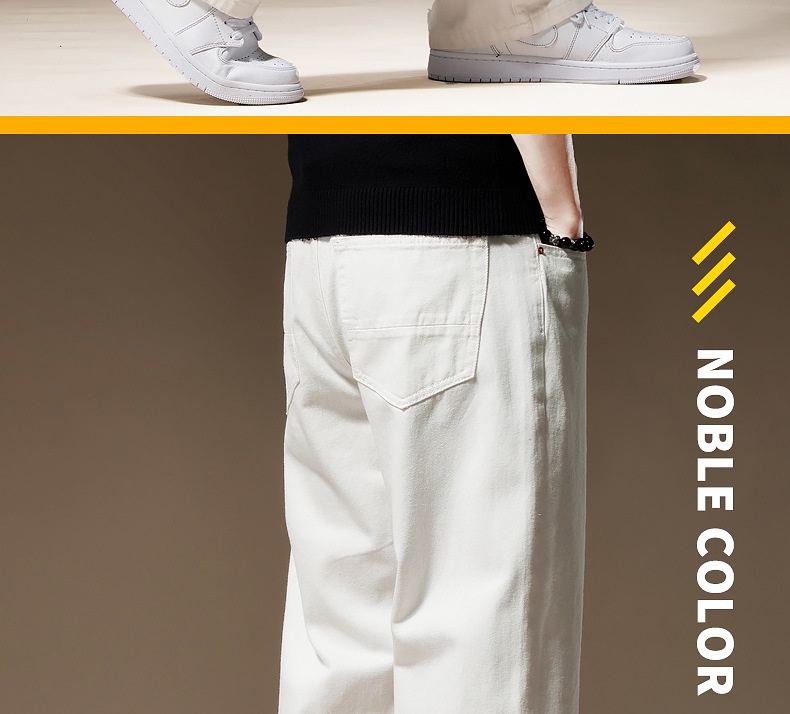 Jeans uomo bianchi a gamba larga taglio dritto in cotone casual_voghion.com