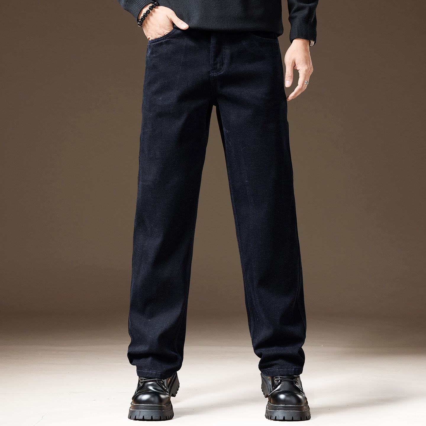 Jeans da uomo in ciniglia dritta di alta qualità in stile americano, foderati in pile invernale e più spessi, marca di tendenza, vestibilità ampia e casual_voghion.com