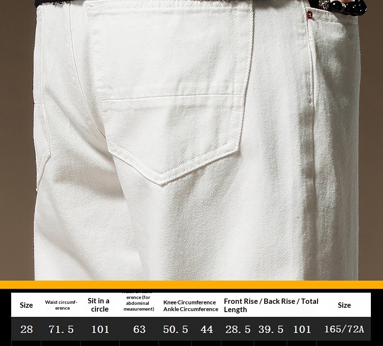 Jeans uomo bianchi a gamba larga taglio dritto in cotone casual_voghion.com