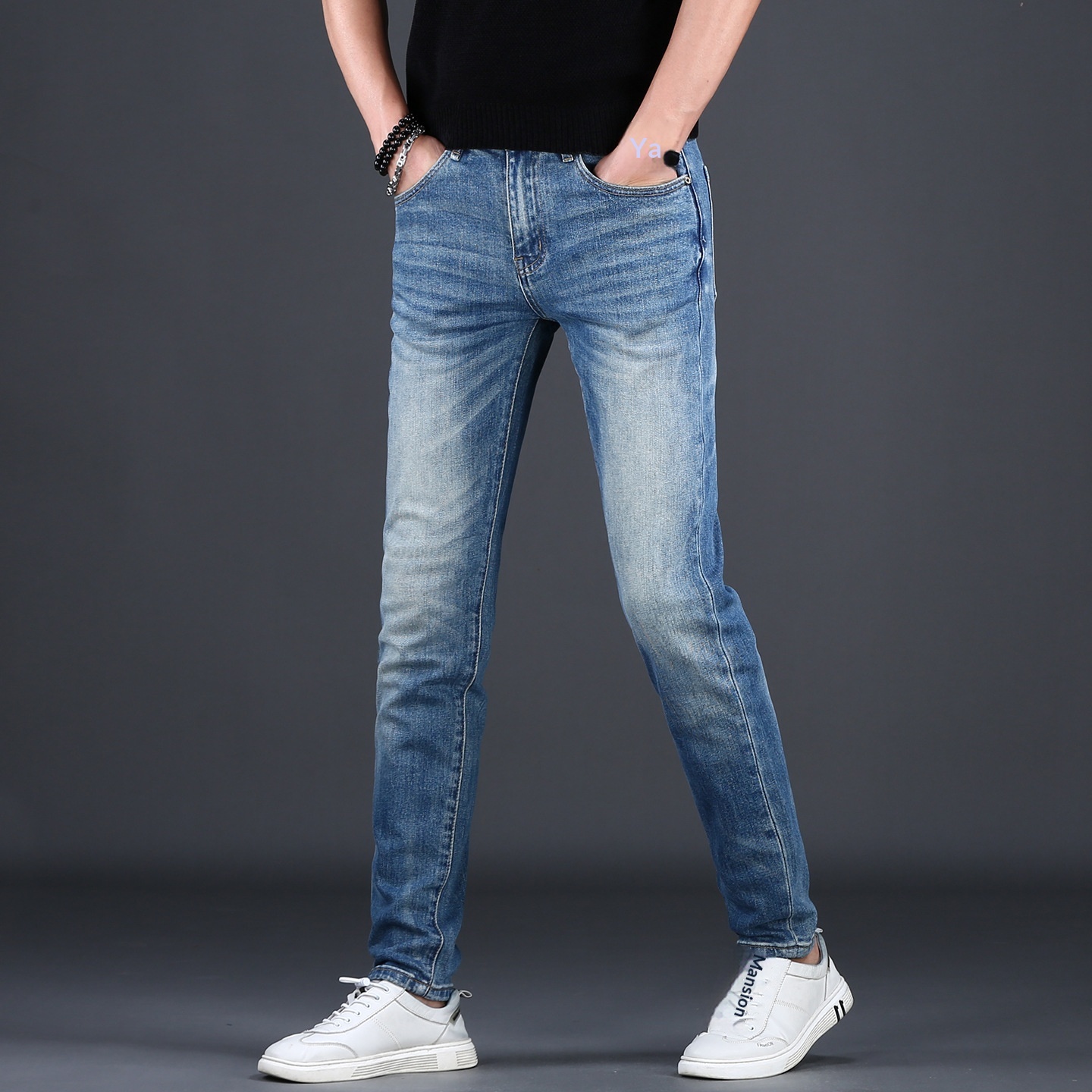 Jeans da uomo 2025, nuovi, di alta gamma, leggeri, di tendenza, autunno/inverno, vestibilità slim, elasticizzati, in denim blu._voghion.com
