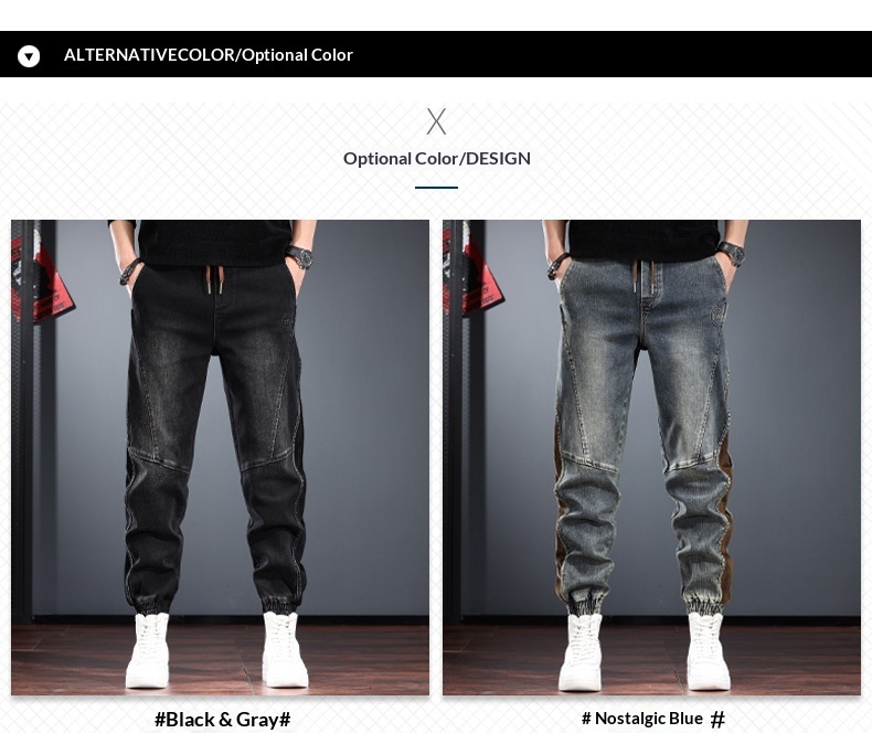 Men's Jeans Men's Slim Fit Patchwork Jogger Vintage Workwear_voghion.com