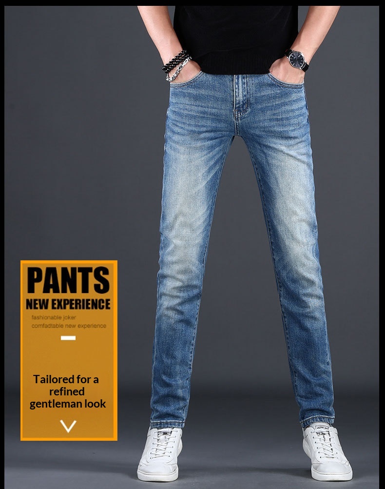 Jeans da uomo slim fit stretch in denim blu per l'inverno_voghion.com