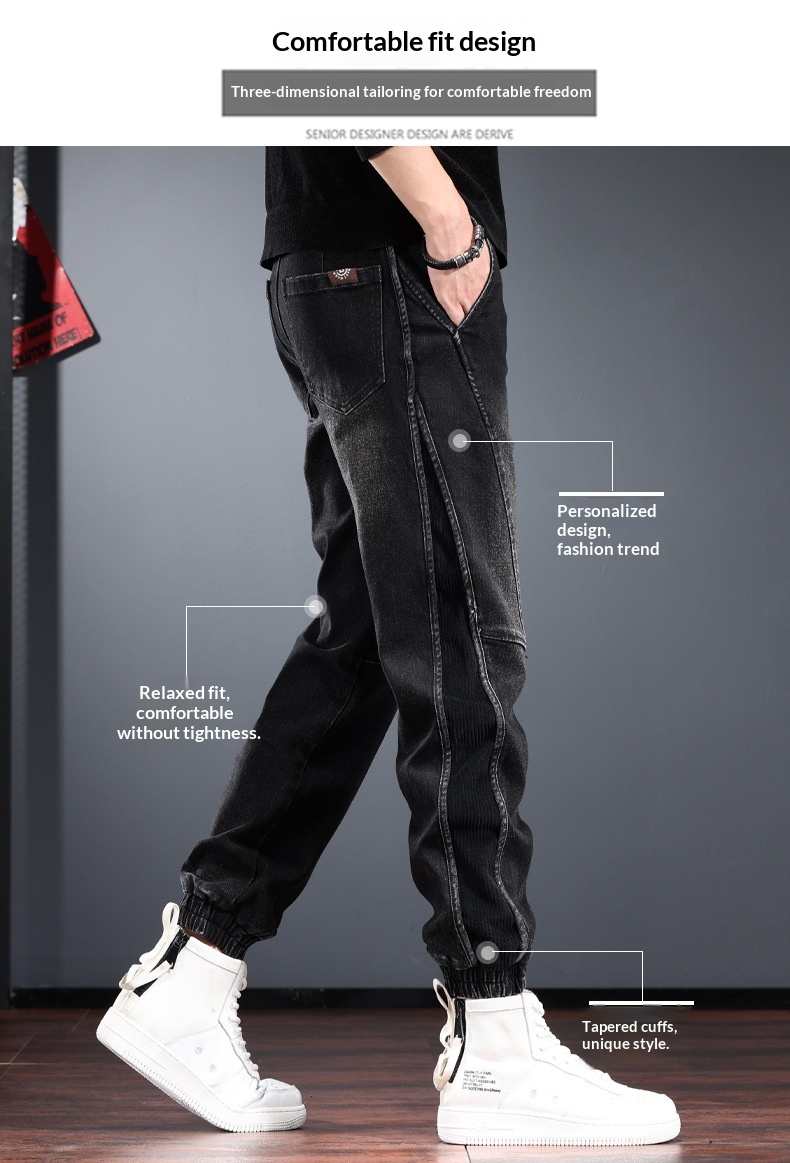 Men's Jeans Men's Slim Fit Patchwork Jogger Vintage Workwear_voghion.com