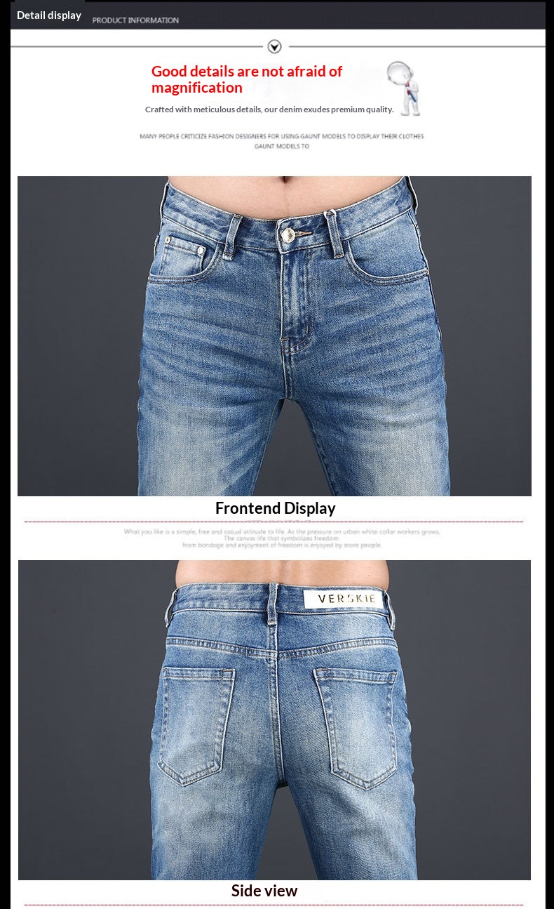 Jeans da uomo slim fit stretch in denim blu per l'inverno_voghion.com